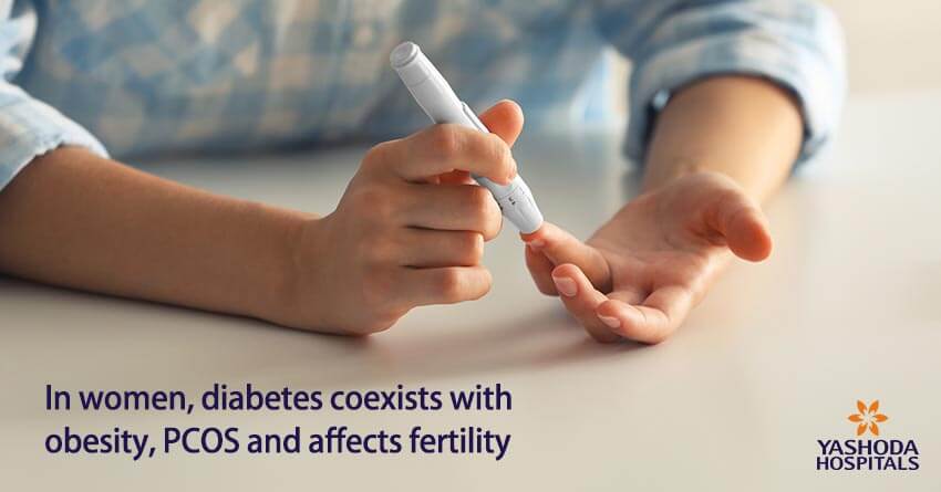 In women, diabetes coexists with obesity, PCOS and affects fertility