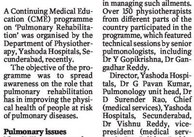 pulmonary rehabilitation CME yashoda